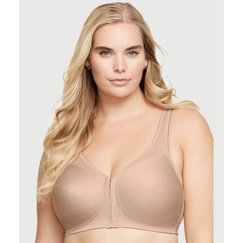 Glamorise MagicLift Front-Close Posture Support Wirefree Bra 36F Cafe 1265